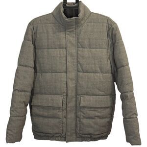 Gap Plaid Puff Jacket Gray - Men's M Medium